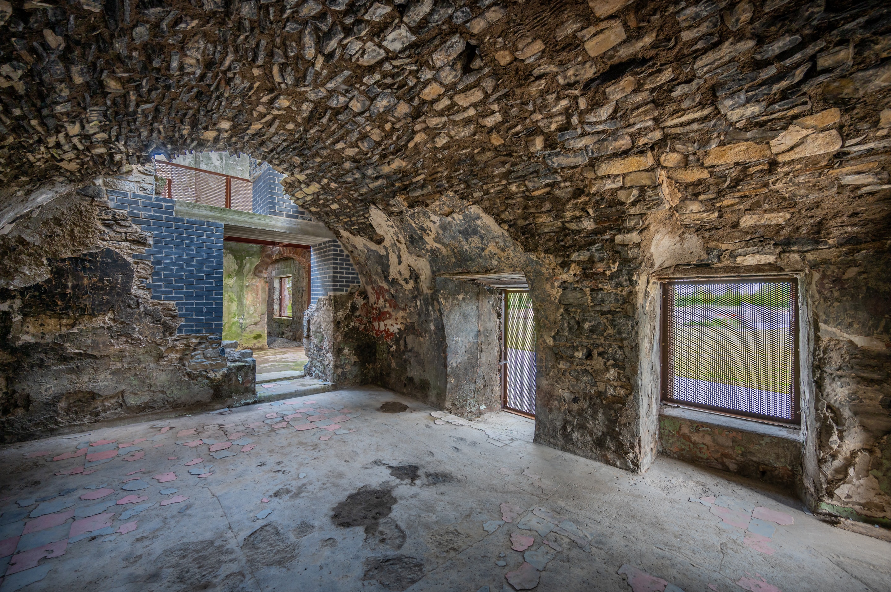 Grange Castle conservation project interior — vaulted stone walls and arched ceiling