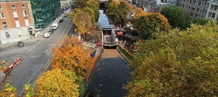 Grand Canal Lock C4, Dublin — aerial view